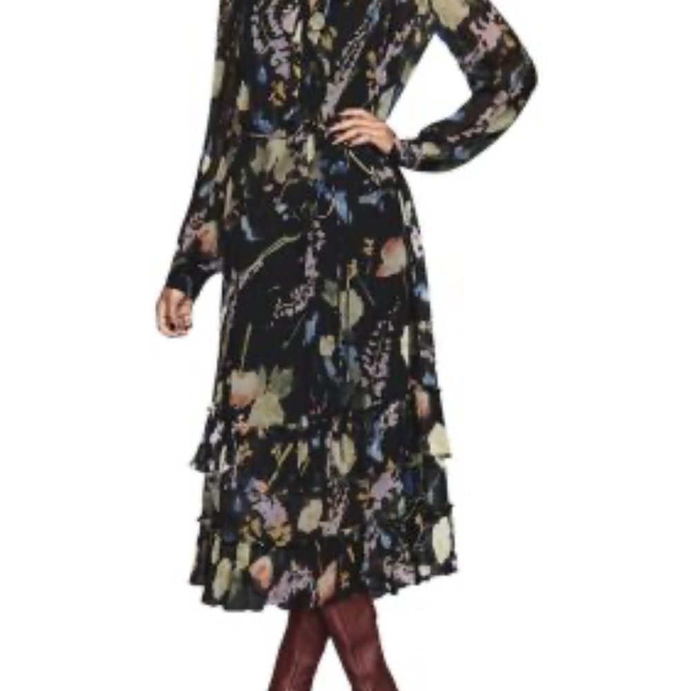 Reiss Sadie Romantic Floral Print Midi Dress